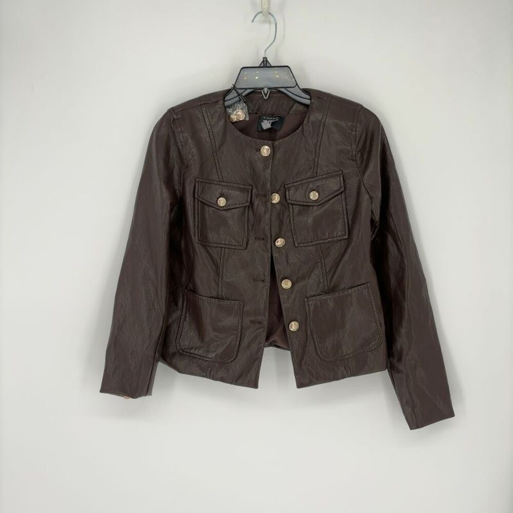 T Tahari Women's Bomber Leather jacket